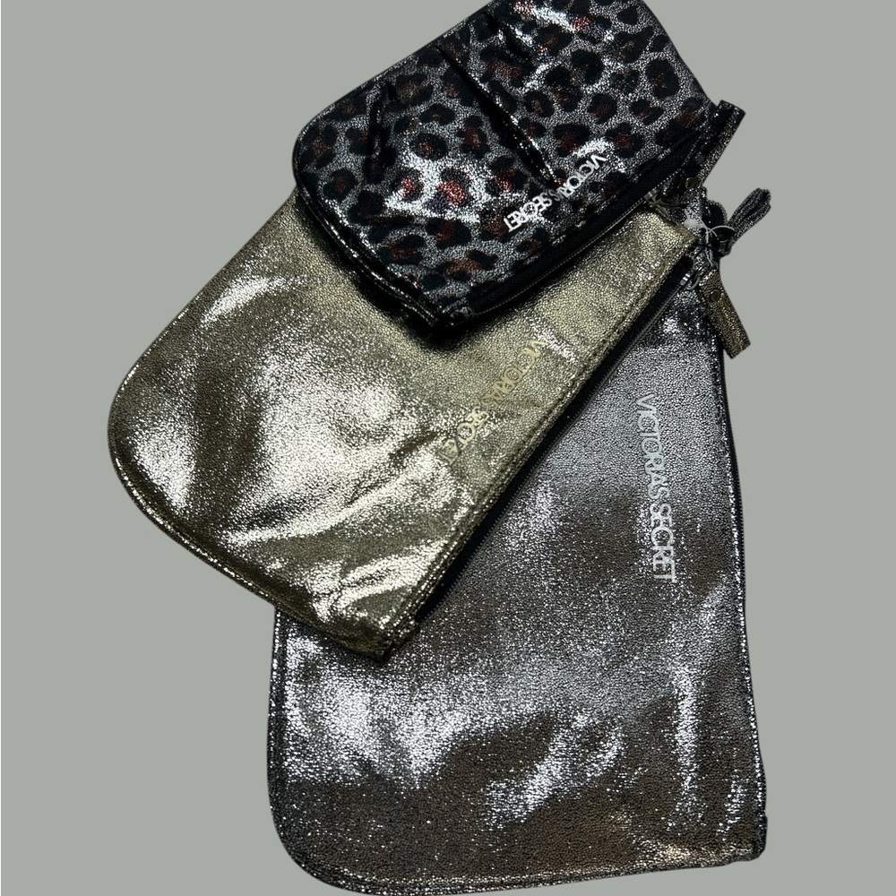 Victoria's Secret Metallic Cosmetic Bag Trio